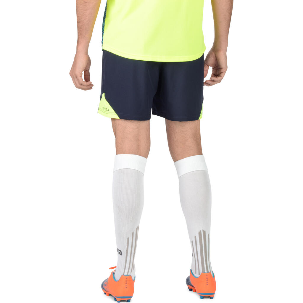 Rugbyshorts R500 Herren blau/gelb