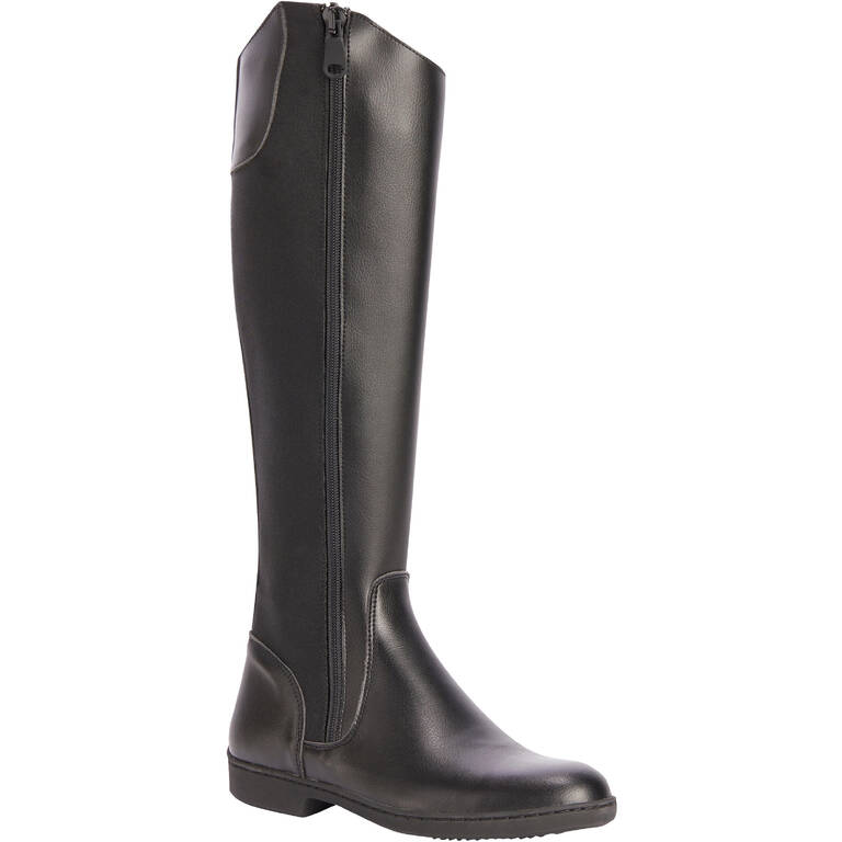 Adult Synthetic Horse Riding Long Boots 500 - Black