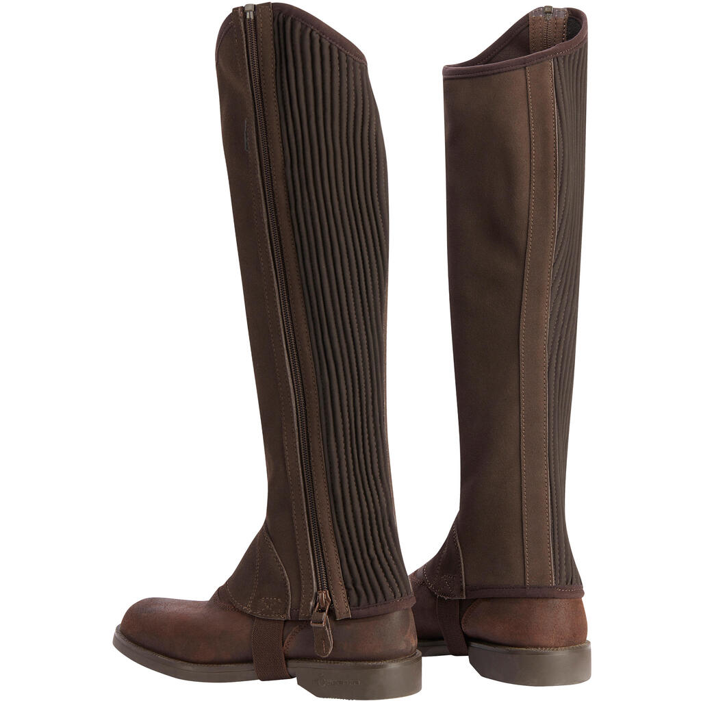 Sentier Adult Horse Riding Gusseted Half-Chaps - Brown