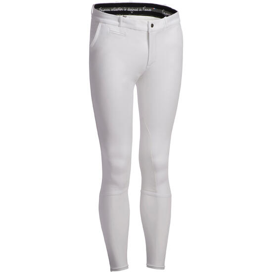 Pantalon de concours équitation basanes agrippantes Homme - 140 blanc