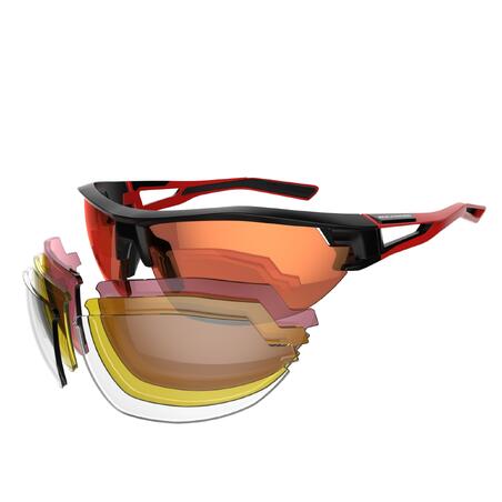 Сонцезахисні окуляри XC 100, для дорослих, 4 змінні лінзи - Чорні/Червоні