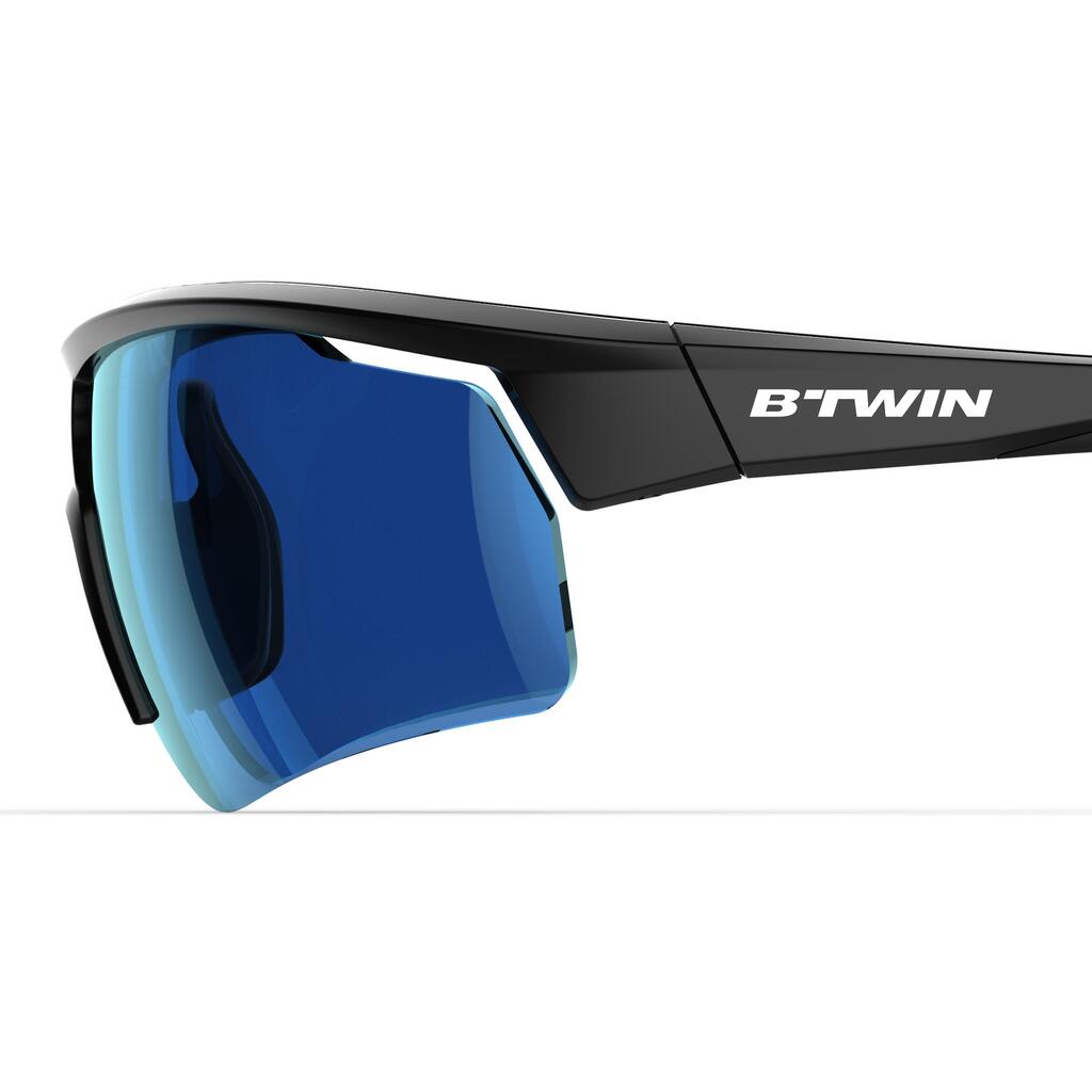 Lunettes de vélo adulte ROADR 500 catégorie 3 noires et bleues