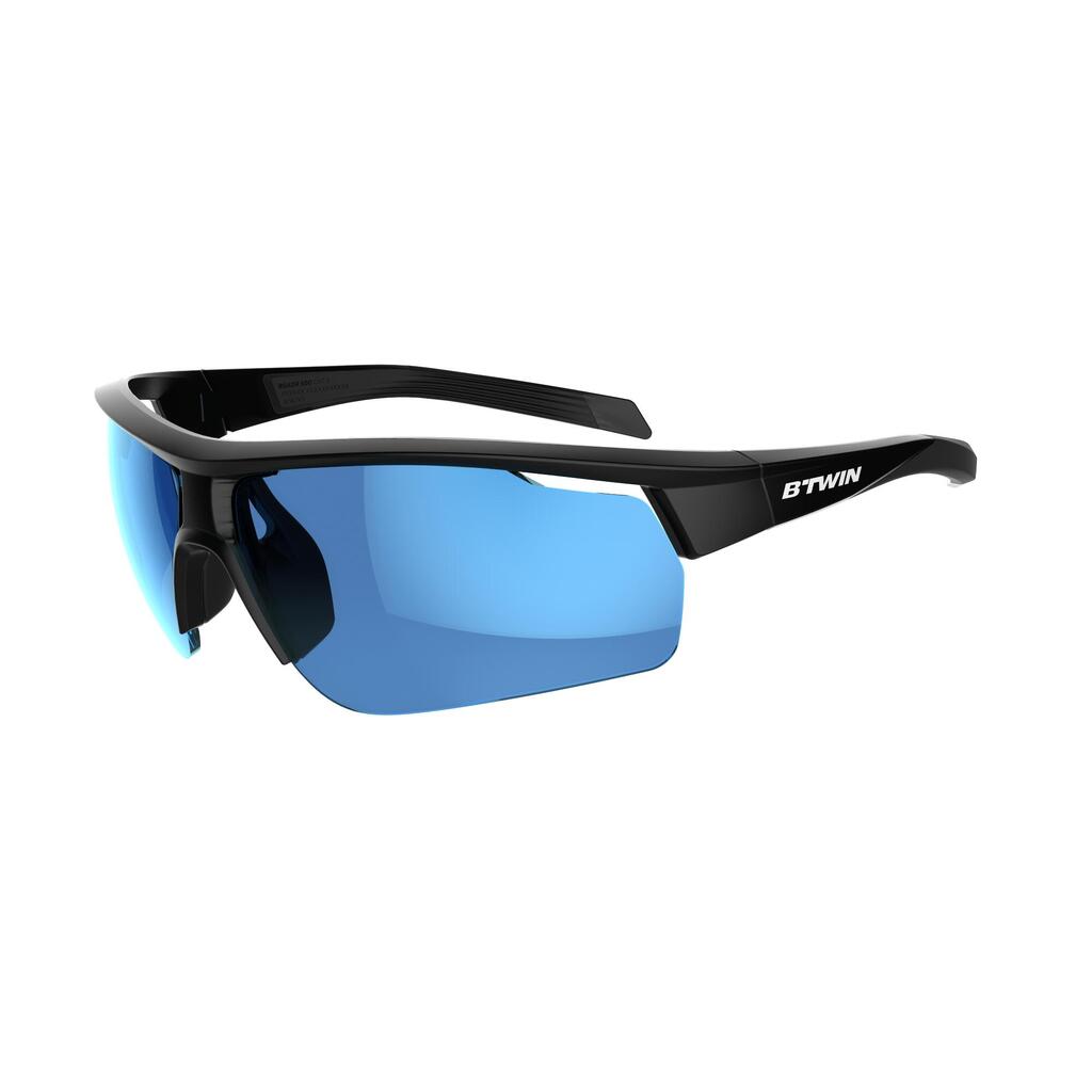 Lunettes de vélo adulte ROADR 500 catégorie 3 noires et bleues