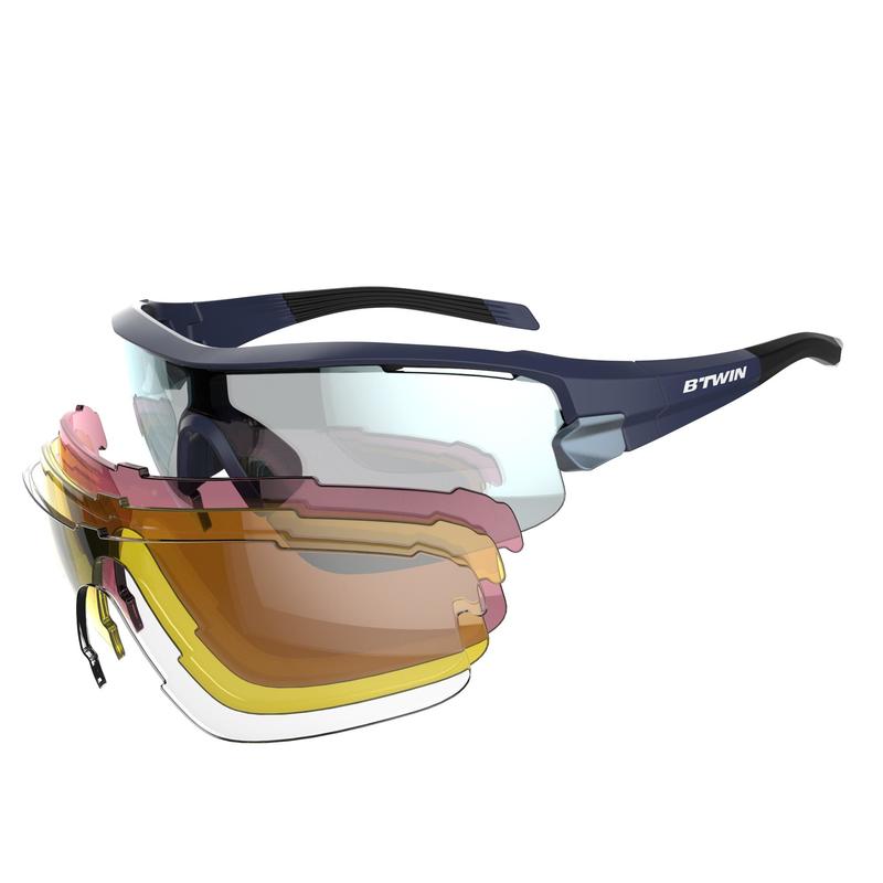 Lunettes de vélo adulte ROADR 900 MARINE noires - 4 verres interchangeables Lunettes de vélo adulte ROADR 900 MARINE noires - 4 verres interchangeables