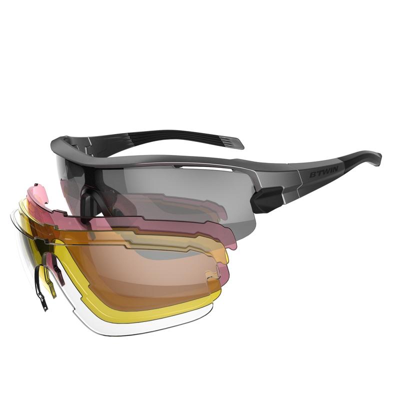 Lunettes de vélo adulte ROADR 900 GRIS - 4 verres interchangeables Lunettes de vélo adulte ROADR 900 GRIS - 4 verres interchangeables