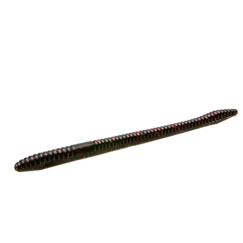 Softbait voor black bass vissen Finesse worm zwart en rood