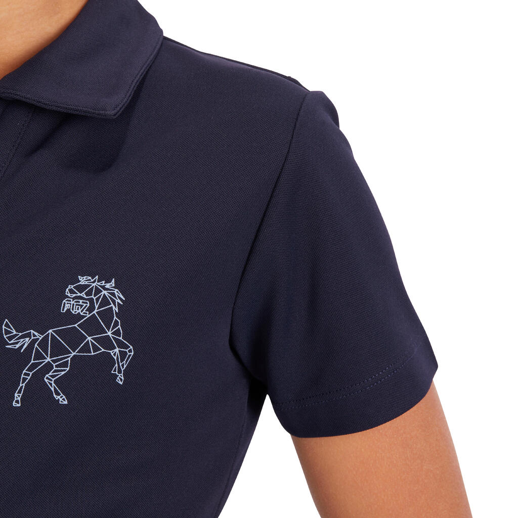 Reit-Poloshirt 500 Mesh kurzarm Kinder lila