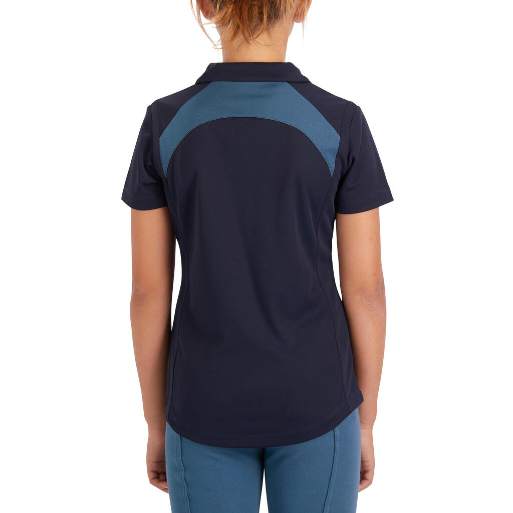 Reit-Poloshirt 500 Mesh kurzarm Kinder lila