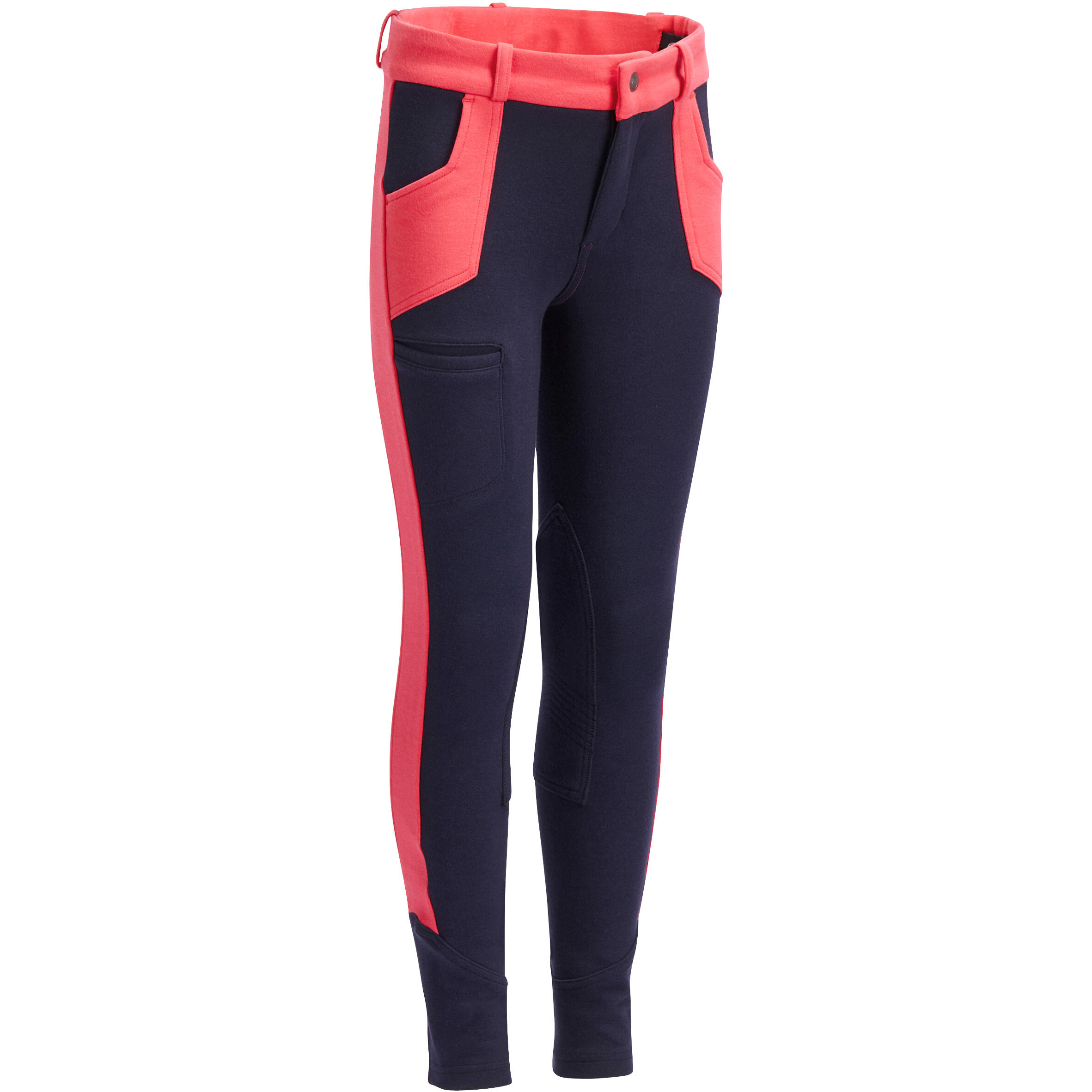 FOUGANZA Kids' Horse Riding Jodhpurs 120- Navy/Pink