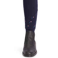 120 Girls' Horse Riding Jodhpurs - Navy With Pink Highlights/Print