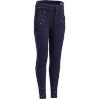 120 Girls' Horse Riding Jodhpurs - Navy With Pink Highlights/Print