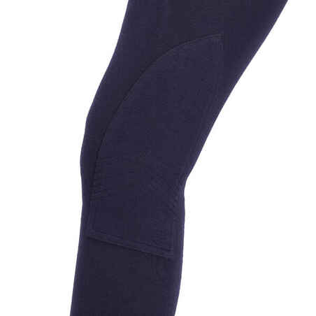 120 Girls' Horse Riding Jodhpurs - Navy With Pink Highlights/Print