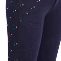 120 Girls' Horse Riding Jodhpurs - Navy With Pink Highlights/Print