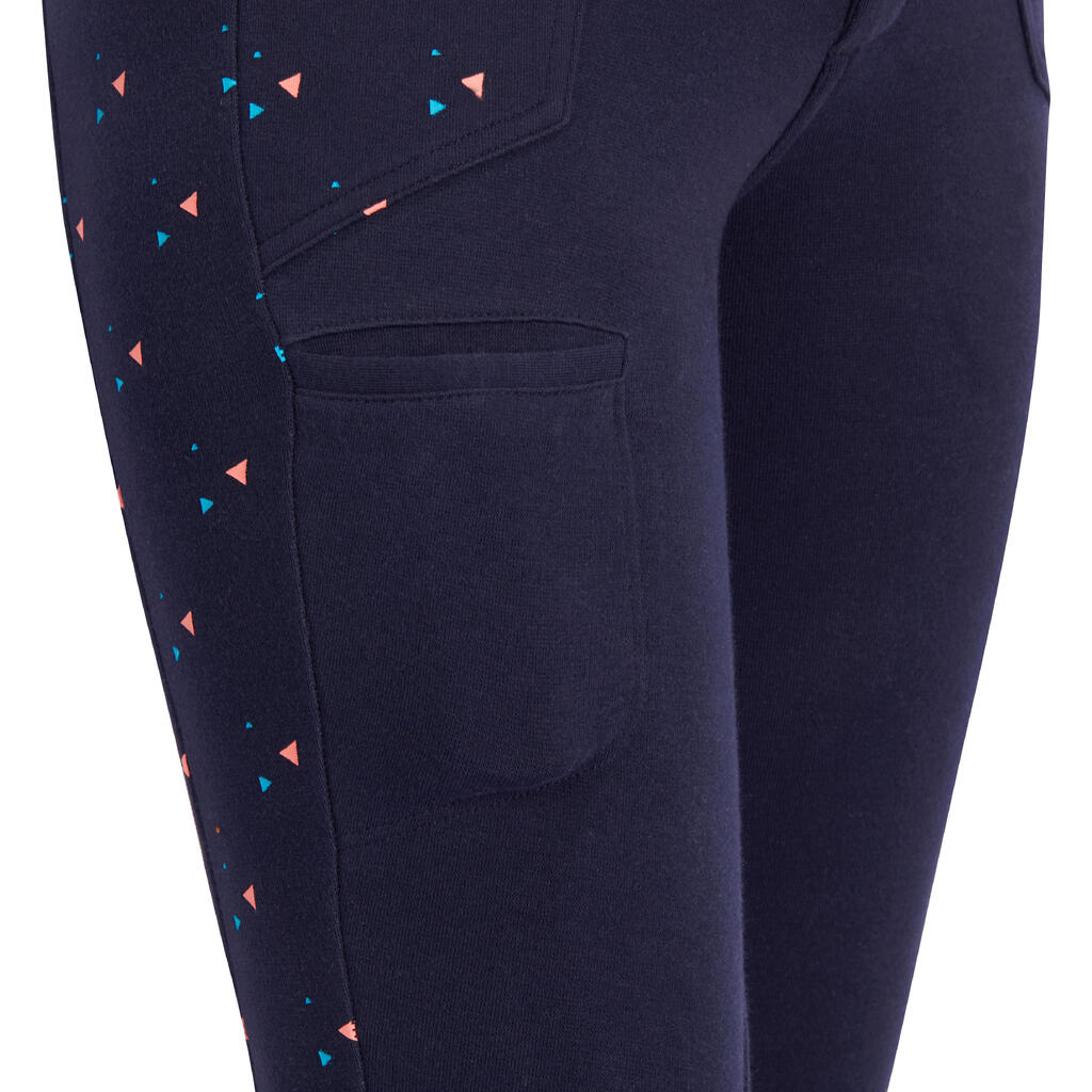 120 PANTALONE ZA JAHANJE ZA DEVOJČICE TEGET SA RUŽIČASTIM ISTAKNUTIM DELOVIMA/PRINTOM