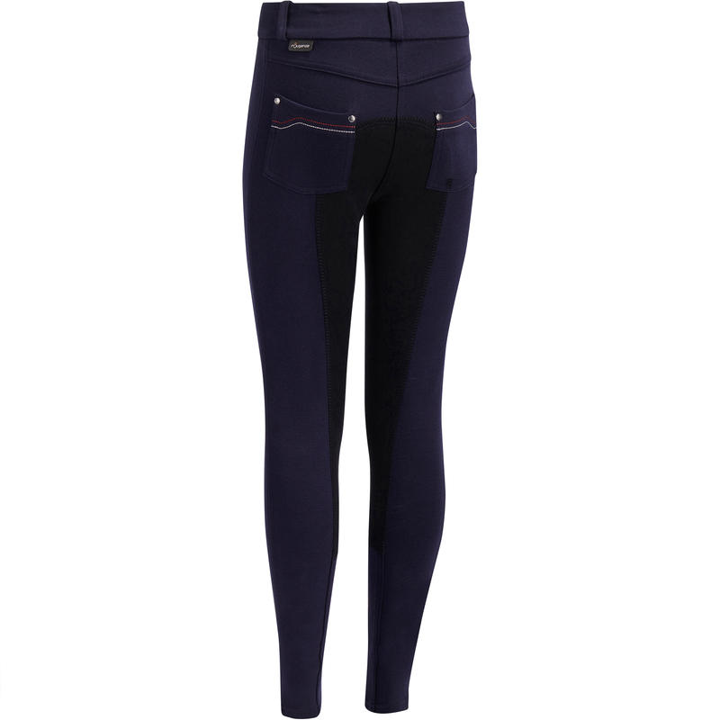 Pantalon fond de peau équitation enfant BR180 fullseat marine Pantalon fond de peau équitation enfant BR180 fullseat marine