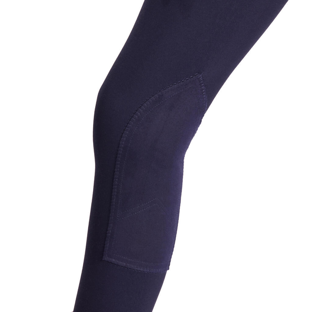 Reithose 500 Kniebesatz Kinder marineblau