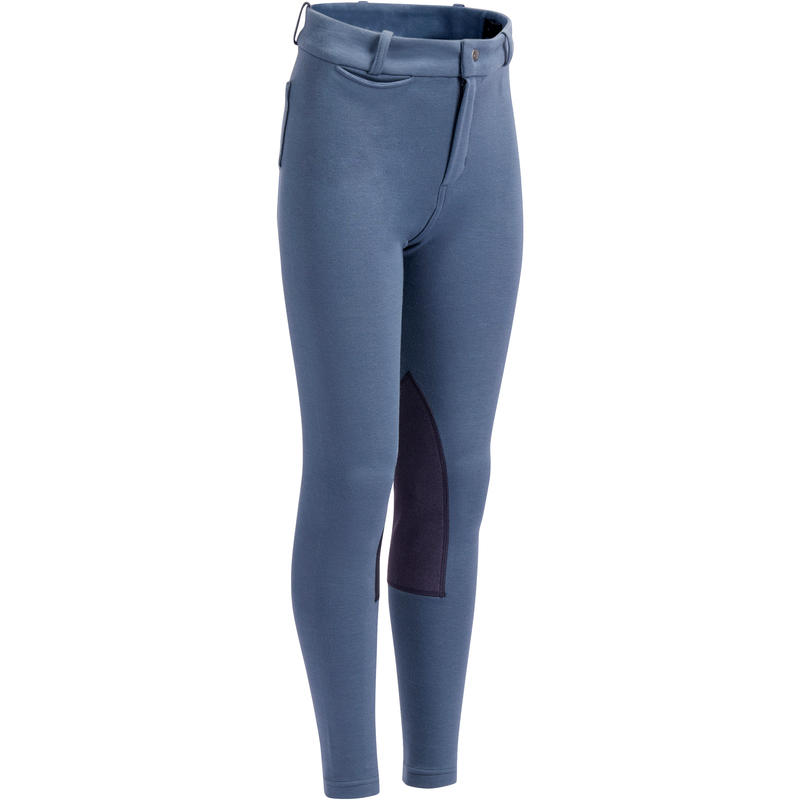 140 Children's Horseback Riding Patch Jodhpurs - Blue/Grey 140 Children's Horseback Riding Patch Jodhpurs - Blue/Grey