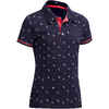 Girls' Horse Riding Short-Sleeved Polo Shirt 140 - Navy/Pink Designs