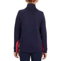 Kids' Mixed Media Horse Riding Zip Sweatshirt 500 - Navy/Pink