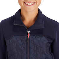 Kids' Mixed Media Horse Riding Zip Sweatshirt 500 - Navy/Pink