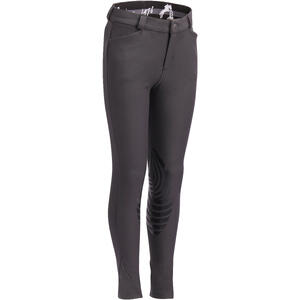 Pantalón equitación fouganza 560 GRIP niños gris oscuro con badanas de grip