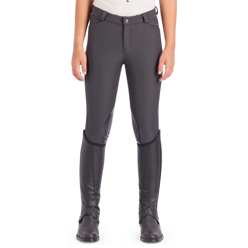 560 Grip Kids' Horse Riding Jodhpurs with Silicone Grips Dark Grey