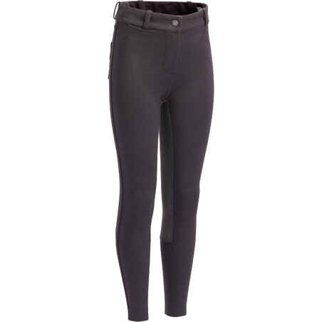 180 Fullseat Kids' Full Seat Horse Riding Jodhpurs - Black/Grey