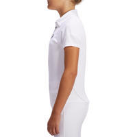 قميص بولو للأطفال 100 Compete قصير الأكمام مناسب لعروض ركوب الخيل - أبيض