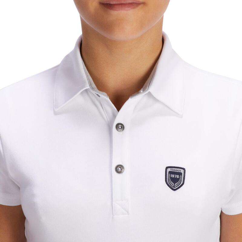 Tricou Polo 100 Concurs Echitație Alb Copii