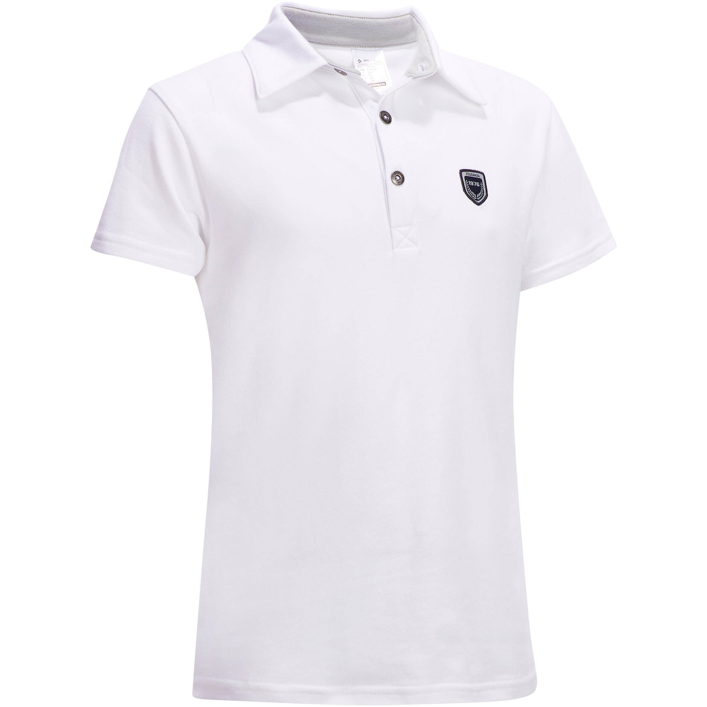 Kids Horse Riding Short Sleeved Competition Show Polo Shirt White -  2