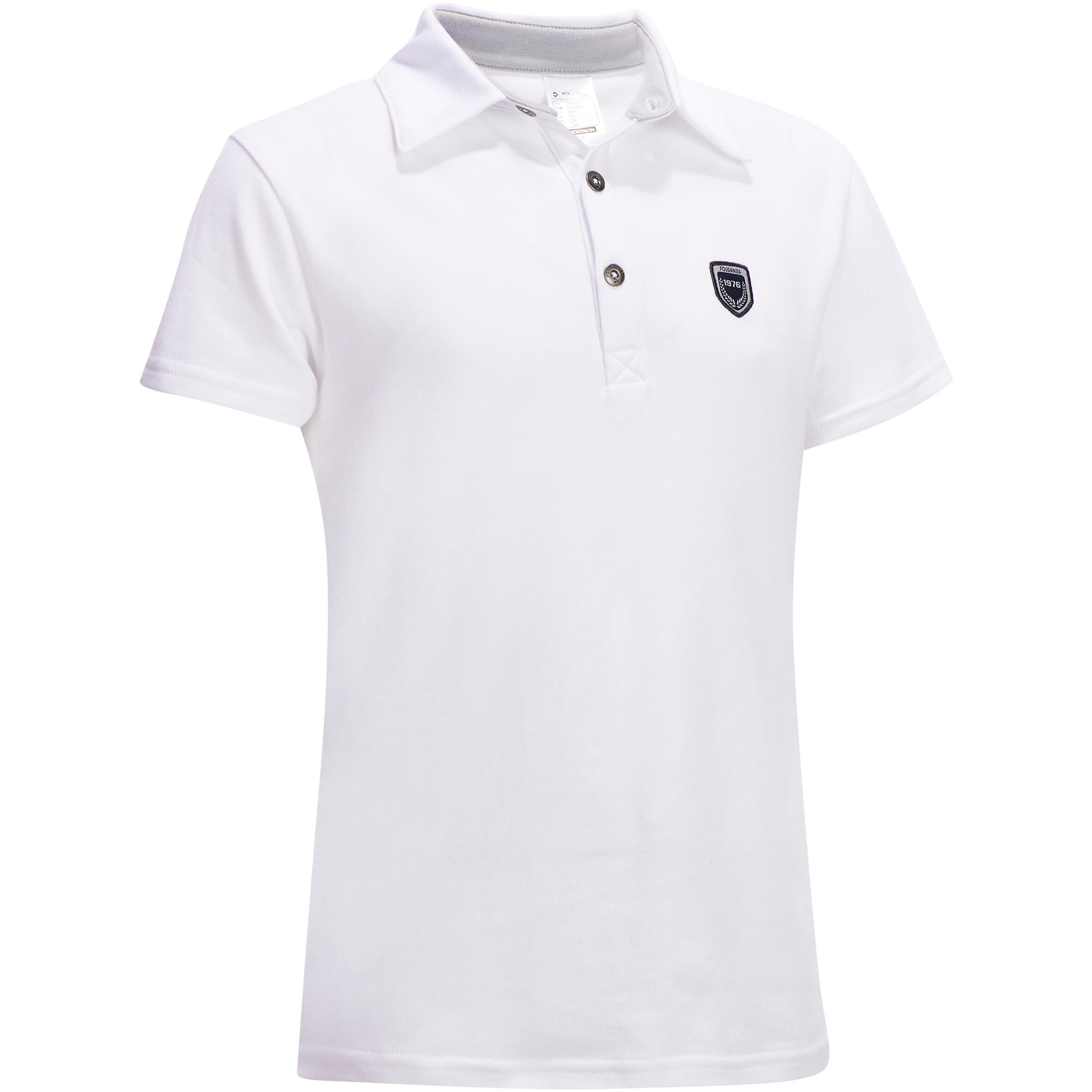 Kids' Short-Sleeved Horse Riding Show Polo Shirt 100 - White 1/10