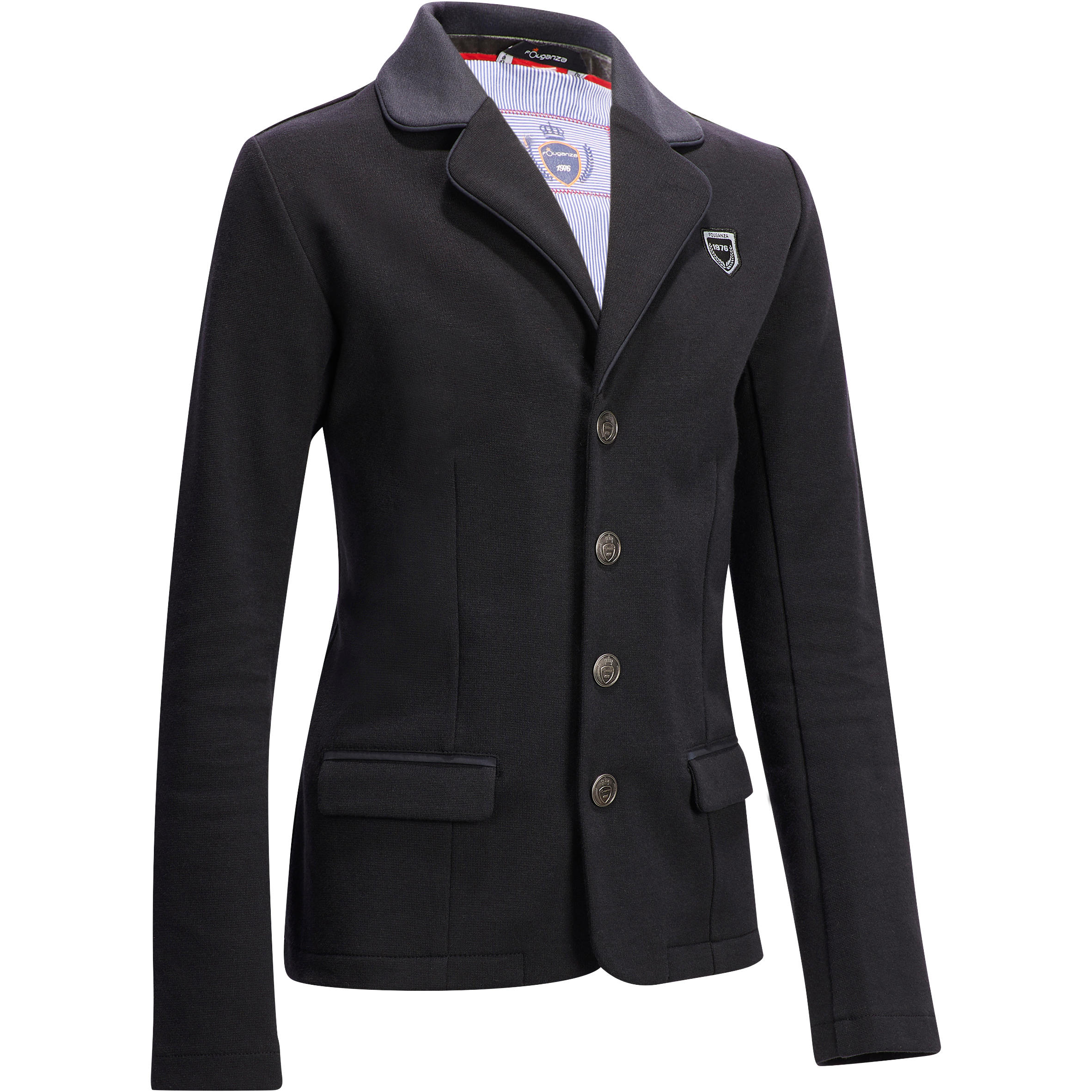 100 Compete Kids' Horseback Riding Show Jacket - Black - FOUGANZA