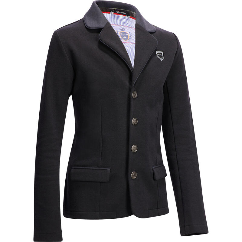 100 Compete Kids' Horseback Riding Show Jacket - Black 100 Compete Kids' Horseback Riding Show Jacket - Black