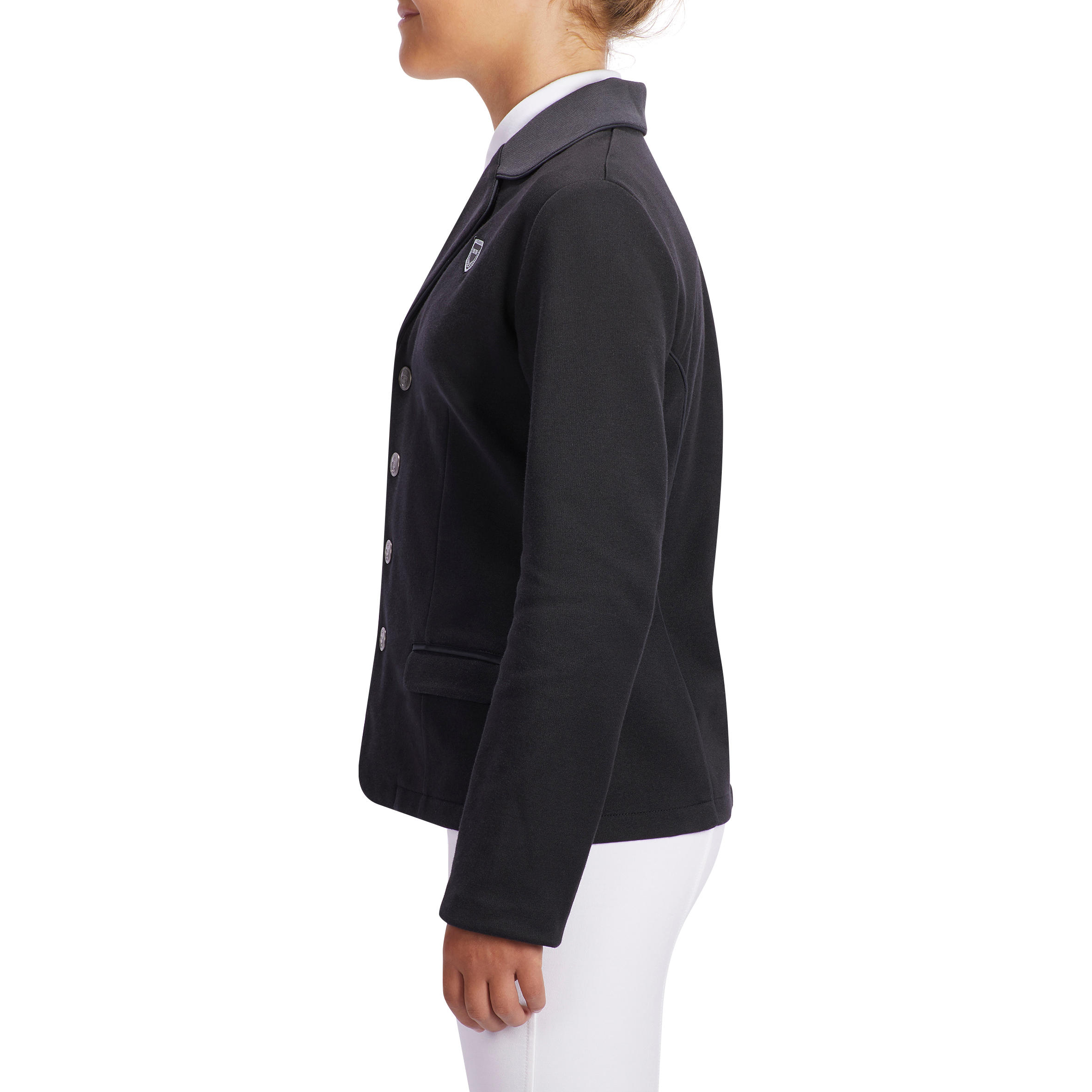 100 Compete Kids' Horseback Riding Show Jacket - Black - FOUGANZA