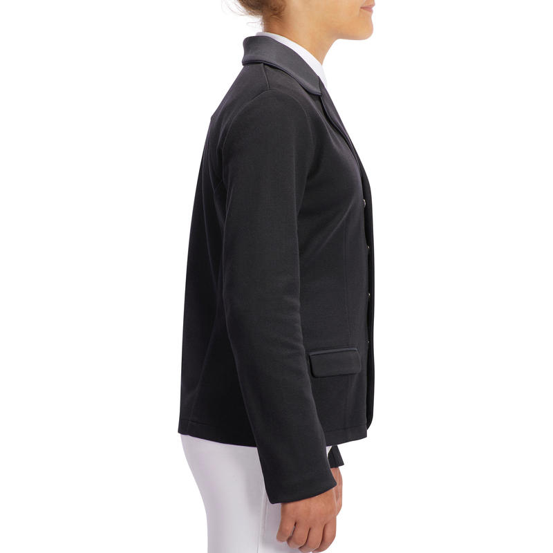 100 Compete Kids' Horse Riding Show Jacket Black Decathlon