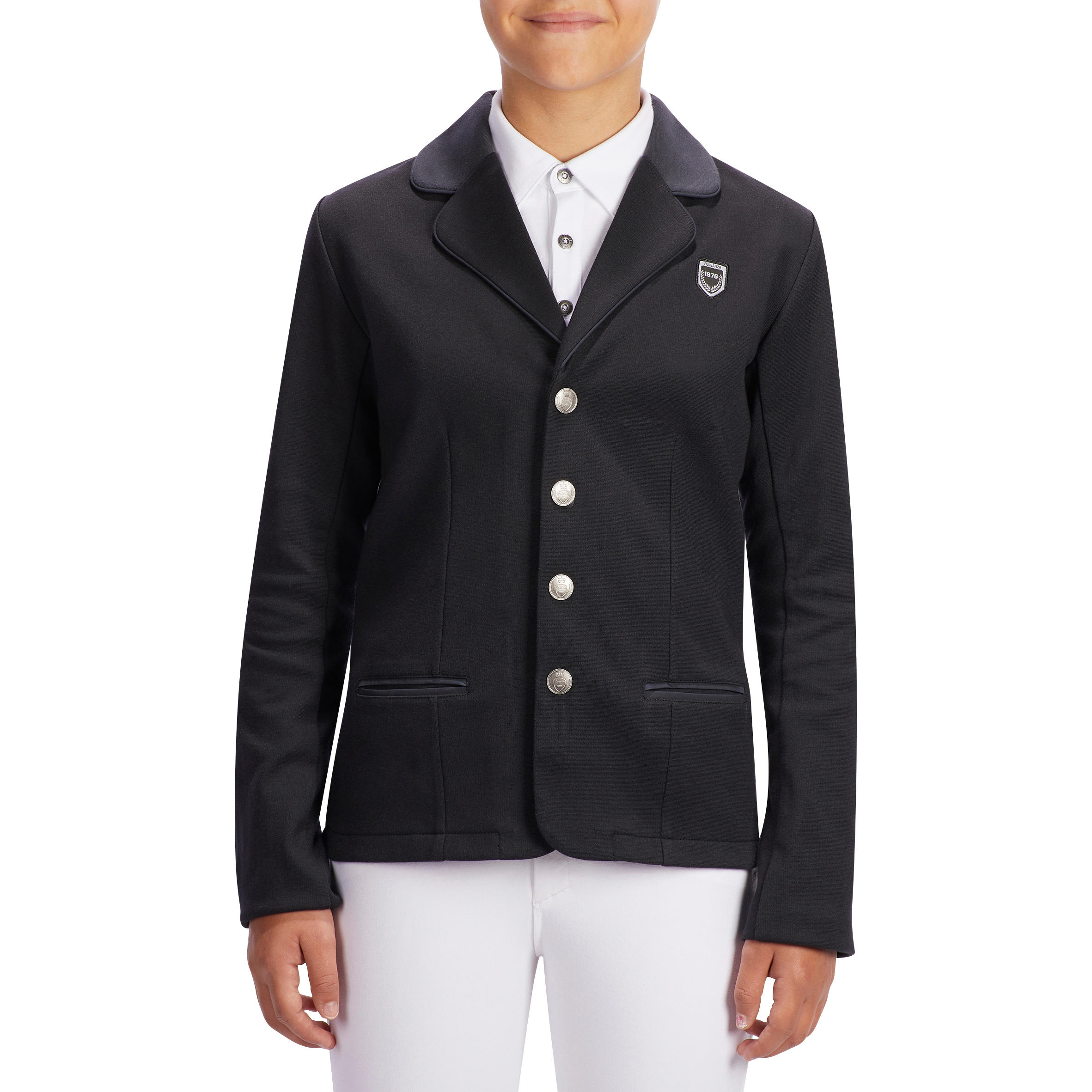 100 Compete Kids' Horseback Riding Show Jacket - Black - FOUGANZA