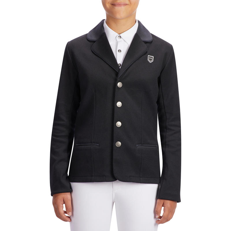 100 Compete Kids' Horse Riding Show Jacket Black Decathlon
