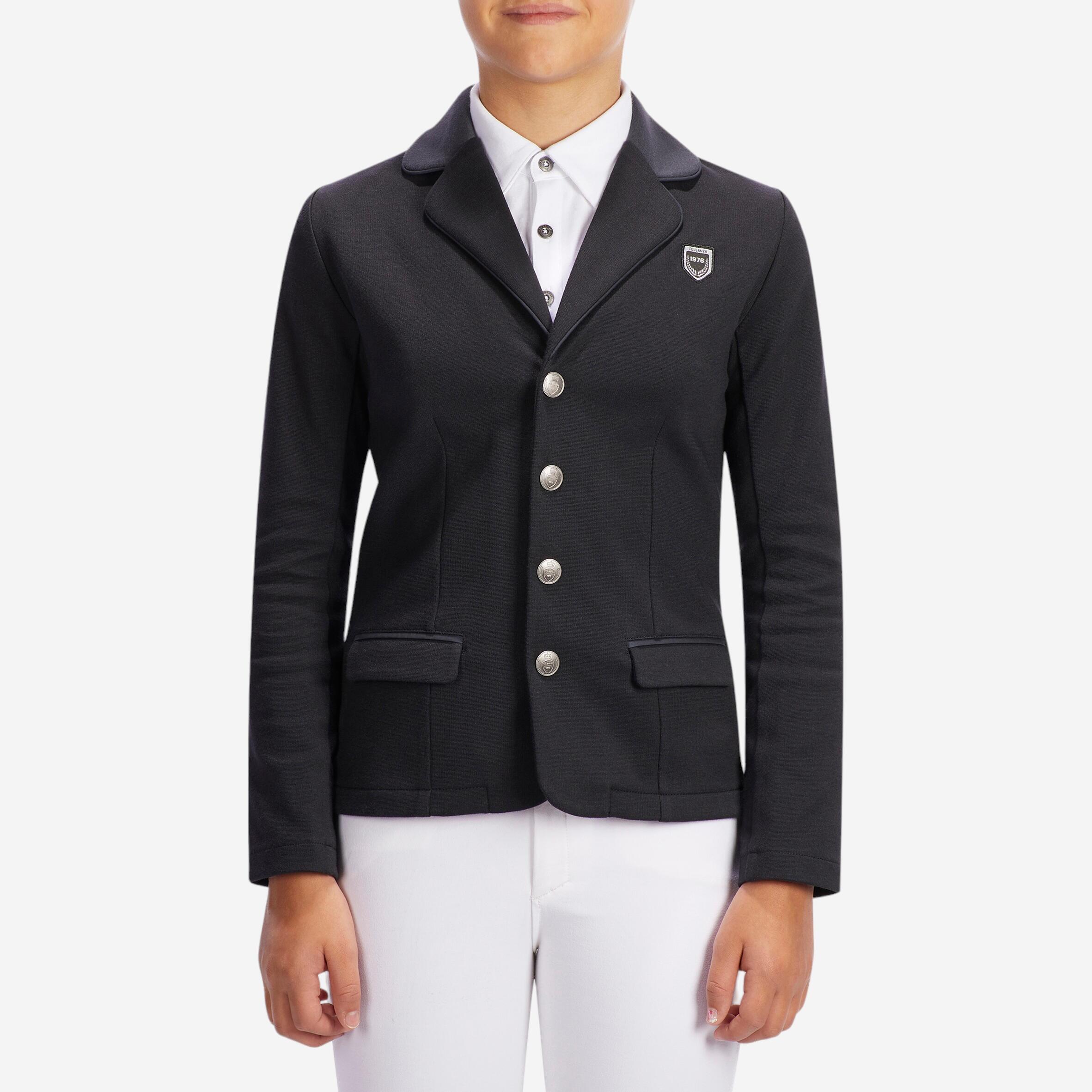 100 Compete Kids' Horseback Riding Show Jacket - Black - FOUGANZA