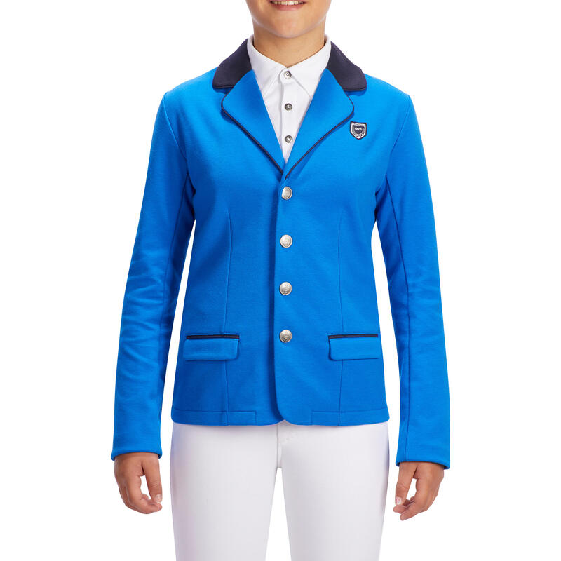 Comp 100 Kids' Horse Riding Competition Jacket Royal Blue Decathlon