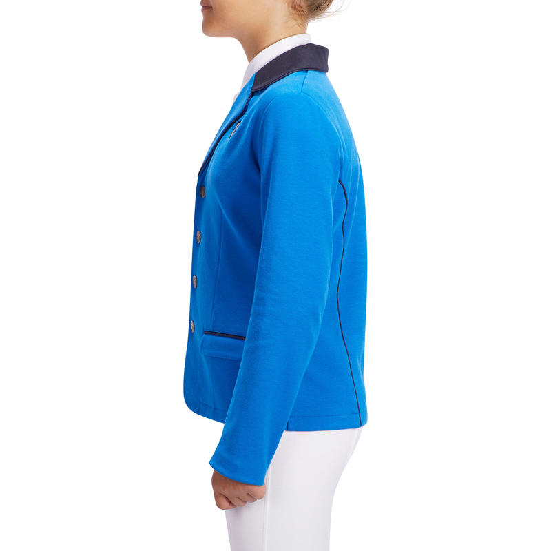 Comp 100 Kids' Horse Riding Competition Jacket Royal Blue Decathlon