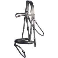 Horse Riding Leather Bridle With French Noseband 580 - Black Rhinestones