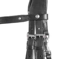 Horse Riding Leather Bridle With French Noseband 580 - Black Rhinestones