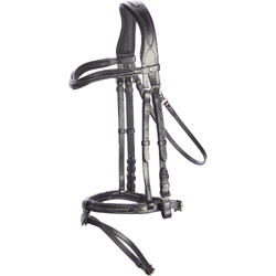 Filet cheval et poney cuir muserolle française surpiqué noir 580