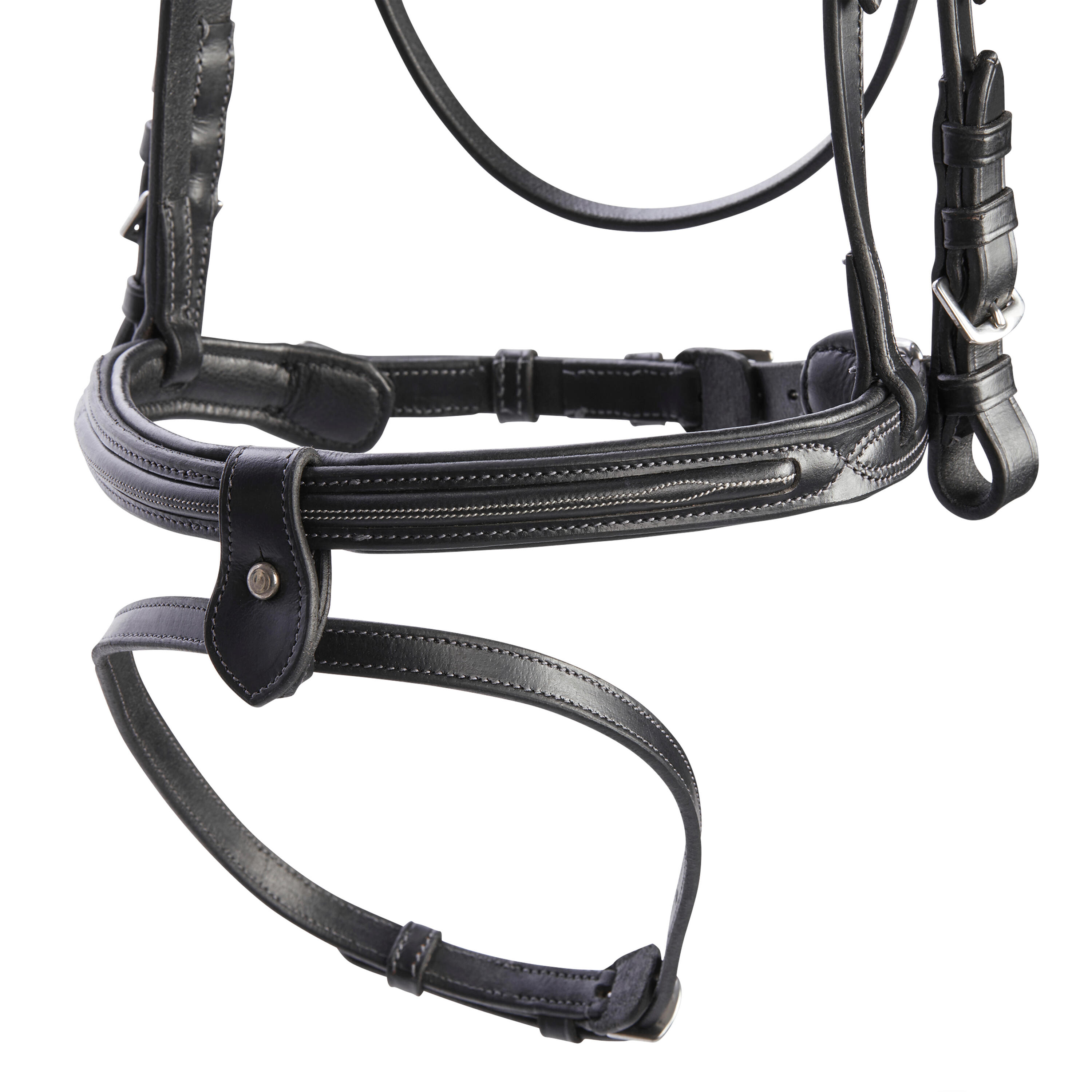 Pony Leather Bridle With French Noseband 580 - Black Topstitched 5/6