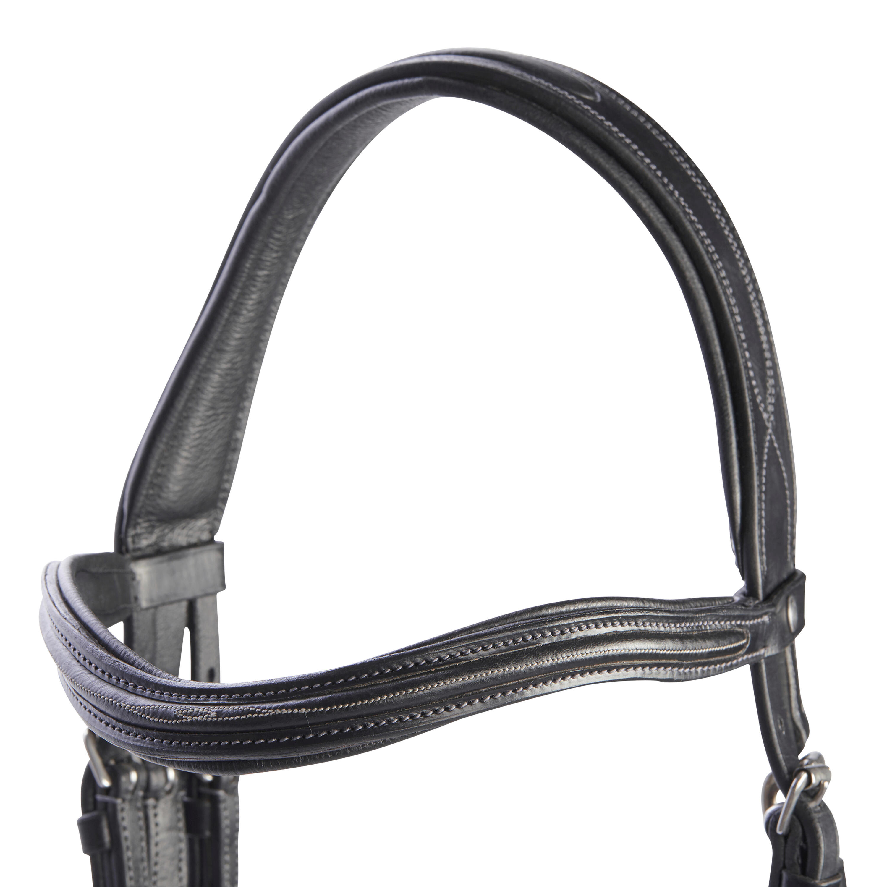 Pony Leather Bridle With French Noseband 580 - Black Topstitched 6/6