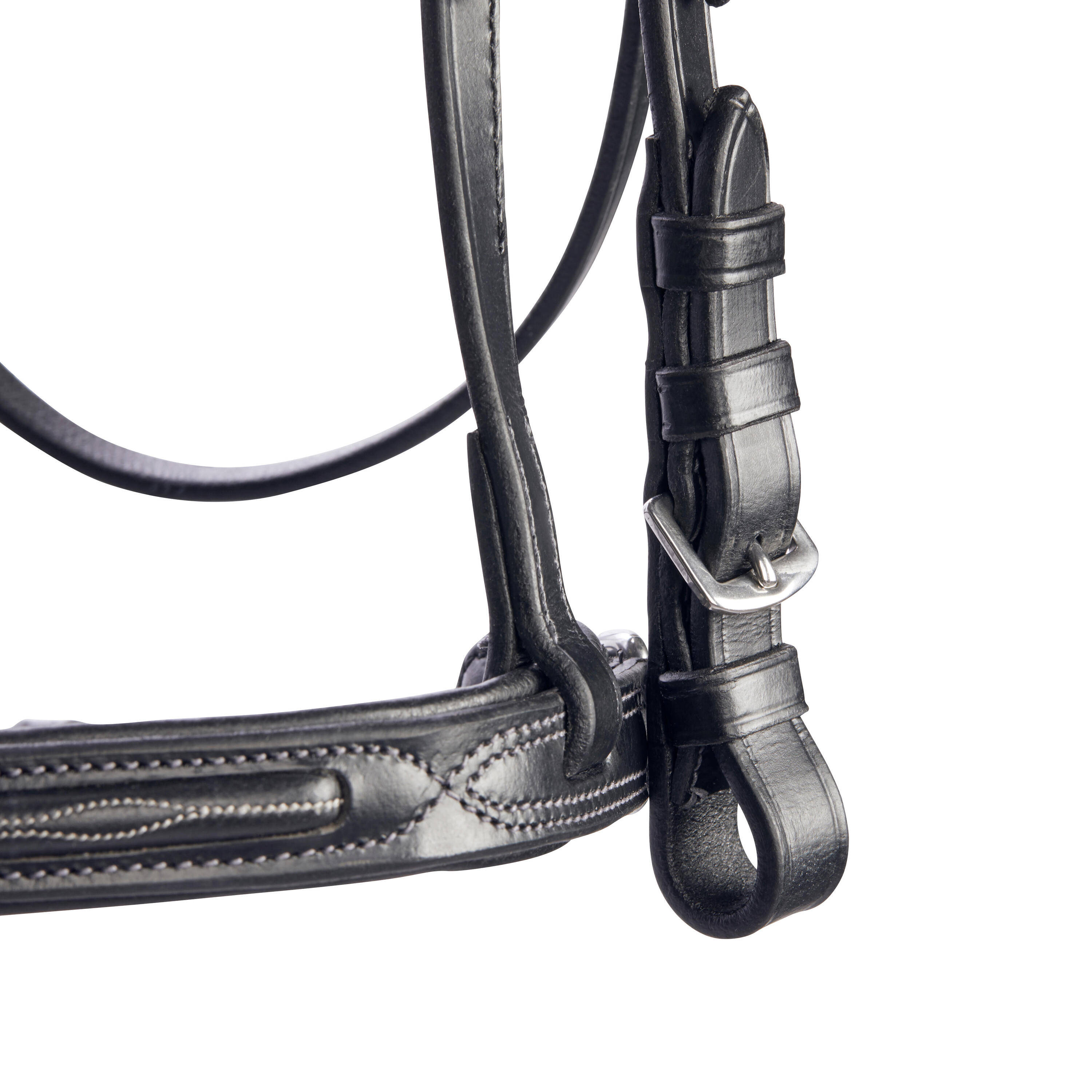 Pony Leather Bridle With French Noseband 580 - Black Topstitched 3/6