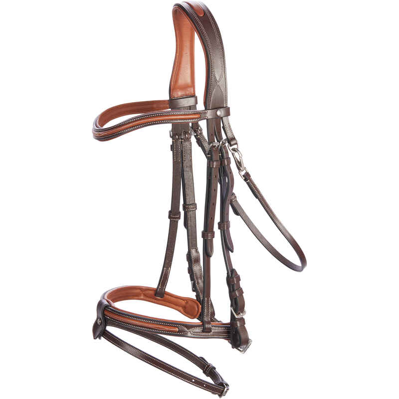 Horse Riding Leather Bridle With French Noseband for Horse & Pony 580 - Brown