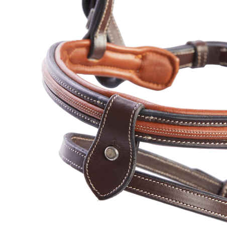 Horse Riding Leather Bridle With French Noseband for Horse & Pony 580 - Brown