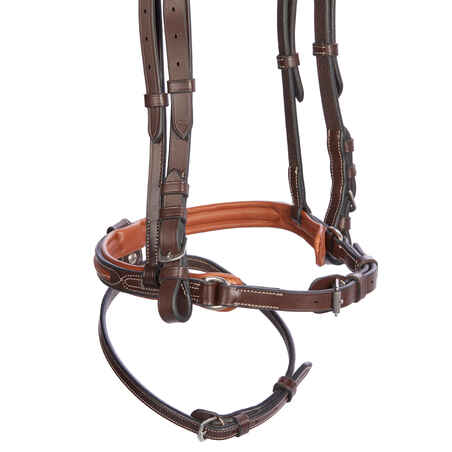 Horse Riding Leather Bridle With French Noseband for Horse & Pony 580 - Brown