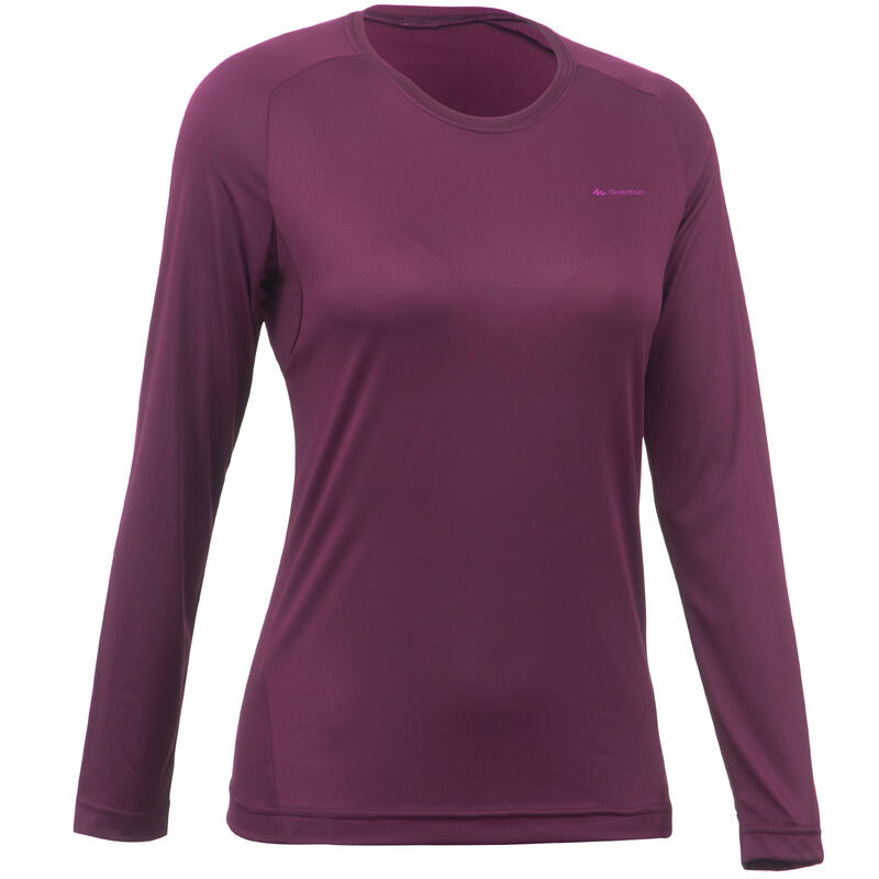 MH150 Women's Long-Sleeve Mountain Hiking T-Shirt - Plum MH150 Women's Long-Sleeve Mountain Hiking T-Shirt - Plum